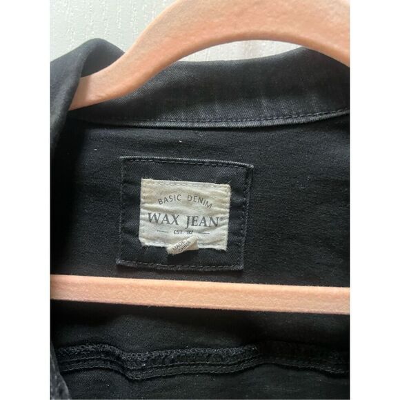 wax Jean Women Stylish Modern Cropped Denim Jean Black Jacket Size Small - Picture 3 of 4